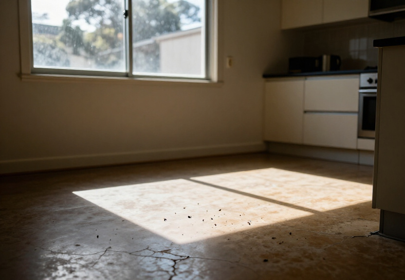 Cockroach infestation in a Busby kitchen before treatment